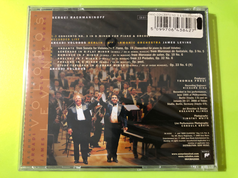 Sony Classical Arcadi Volodos Rachmaninoff Piano Concerto No. 3 CD (5099706438427)