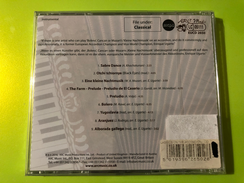 ARC Music Enrique Ugarte Classics on the Accordion CD (5019396265028.)