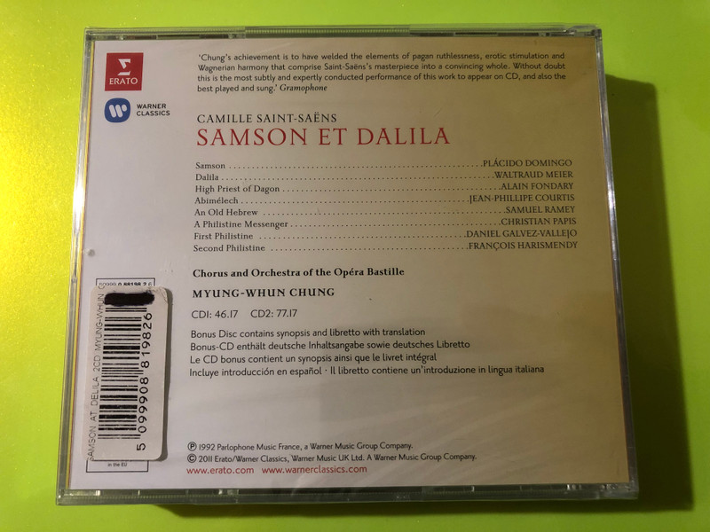 Erato Saint-Saëns Samson et Dalila 3-CD Opera Box Set (5099908819826)