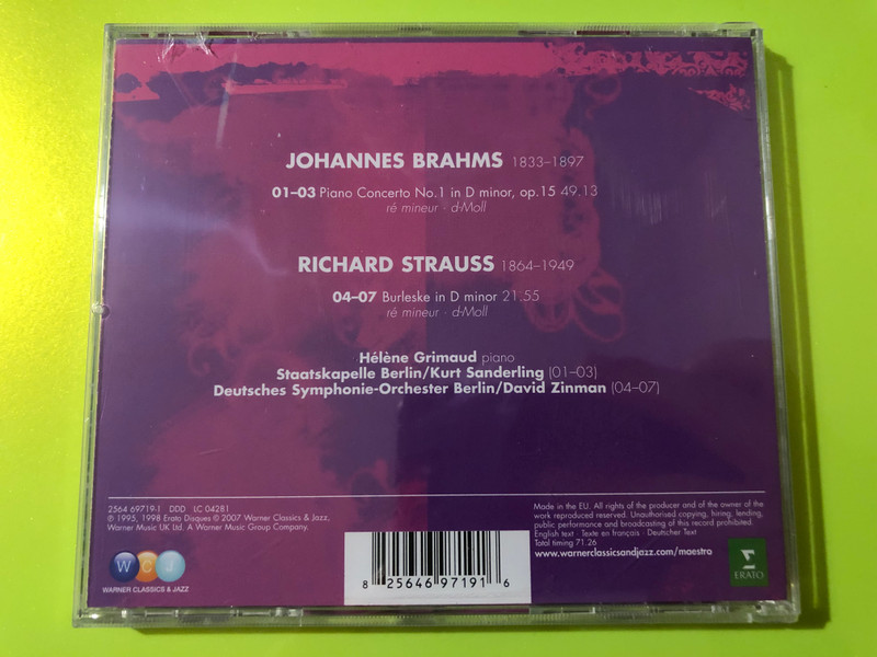 Erato Hélène Grimaud Brahms & Strauss Piano Works CD (825646971916)