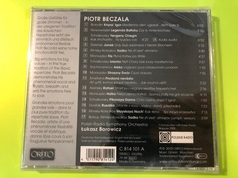 Slavic Opera Arias Piotr Beczala Polish Radio Symphony Orfeo CD (4011790814124)