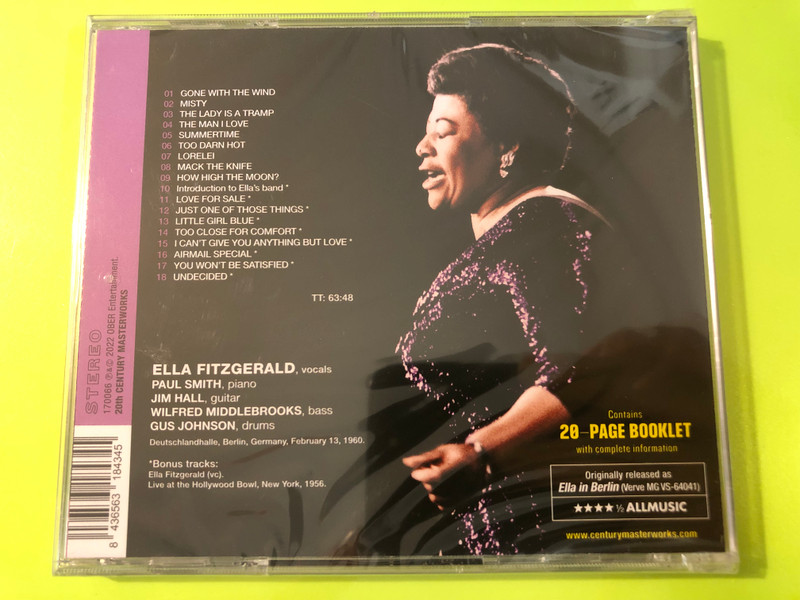 Ella Fitzgerald Ella in Berlin 20th Century Masterworks Audio CD (8436563184345)