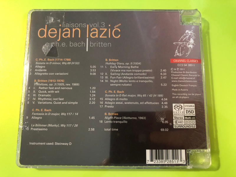 Dejan Lazić Liaisons Vol. 3 C.P.H.E. Bach & Britten SACD (723385285113)