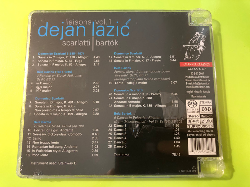 Channel Classics: Dejan Lazić - Liaisons Vol. 1 (Scarlatti & Bartók) Hybrid SACD (723385234074)