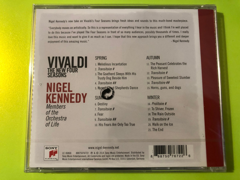 Nigel Kennedy - Vivaldi: The New Four Seasons Sony Classical CD (888750767226)