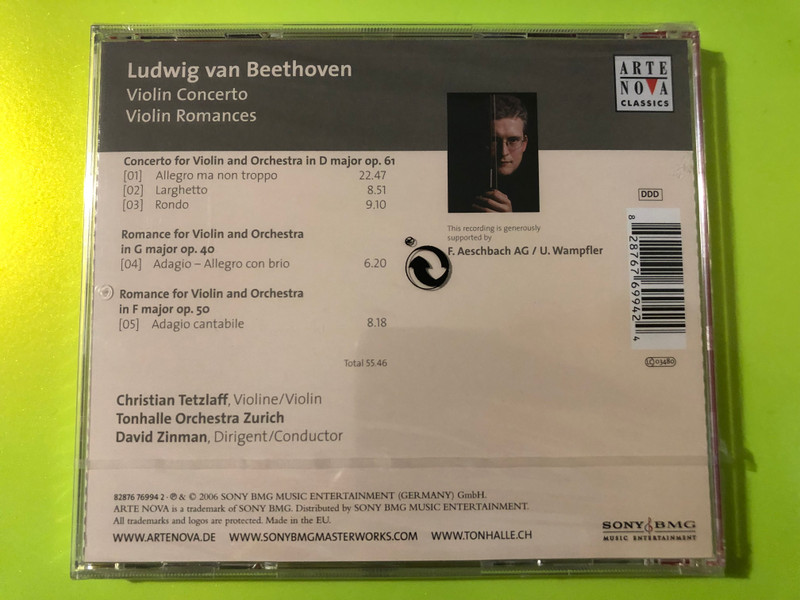 Beethoven: Violin Concerto & Romances Arte Nova Classics CD Christian Tetzlaff (828767699424)