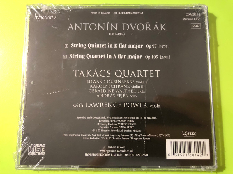 Antonín Dvořák: String Quartet Op. 105 & Quintet Op. 97 Hyperion Records CD (034571281421)