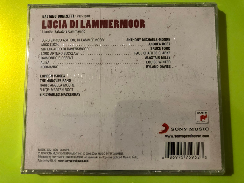Dramatic Opera Masterpiece: Sony Classical Lucia di Lammermoor 2-CD Set (886975759323)