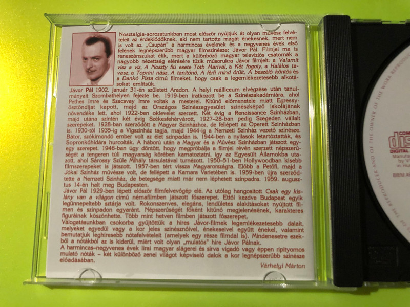 Május éjszakán – Rózsavölgyi és Társa Jávor Pál Film Songs and Nóta Audio CD (5999509612027.)