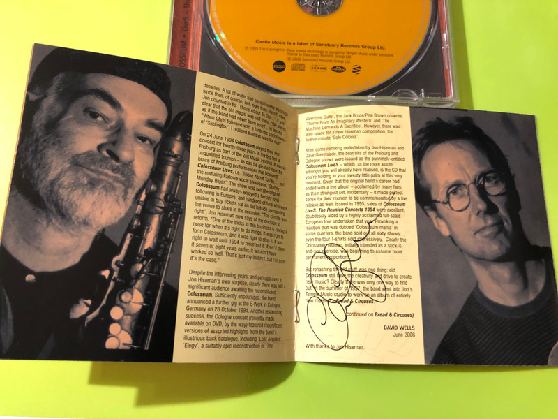 Legendary Jazz-Rock Return: Colosseum – The Reunion Concerts 1994 Audio CD by Castle Music (5050749413550)