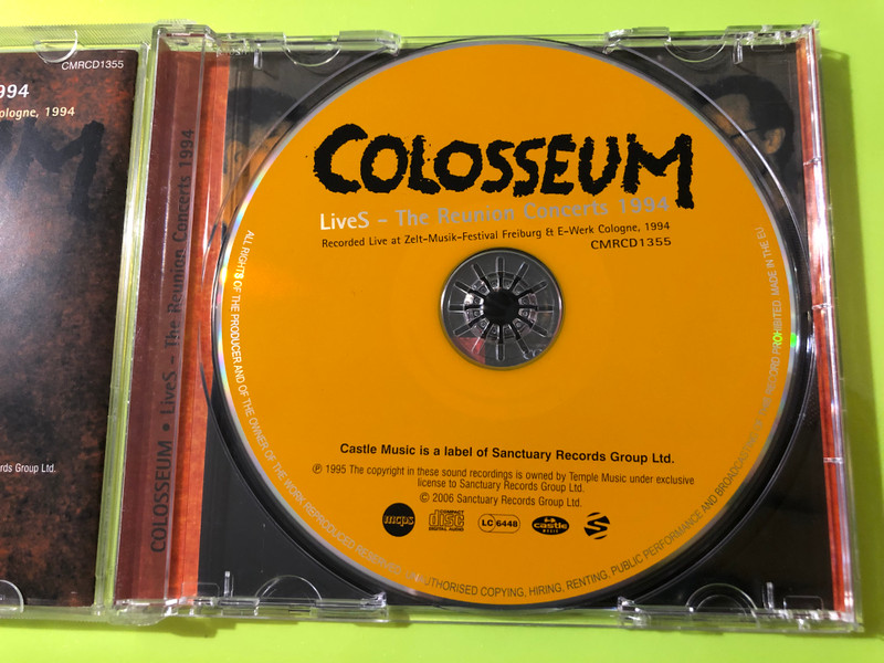 Legendary Jazz-Rock Return: Colosseum – The Reunion Concerts 1994 Audio CD by Castle Music (5050749413550)