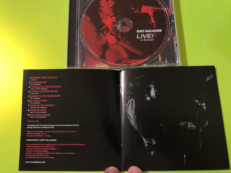 Rory Gallagher Live! In Europe Autographed Sony Music CD (886919370126)