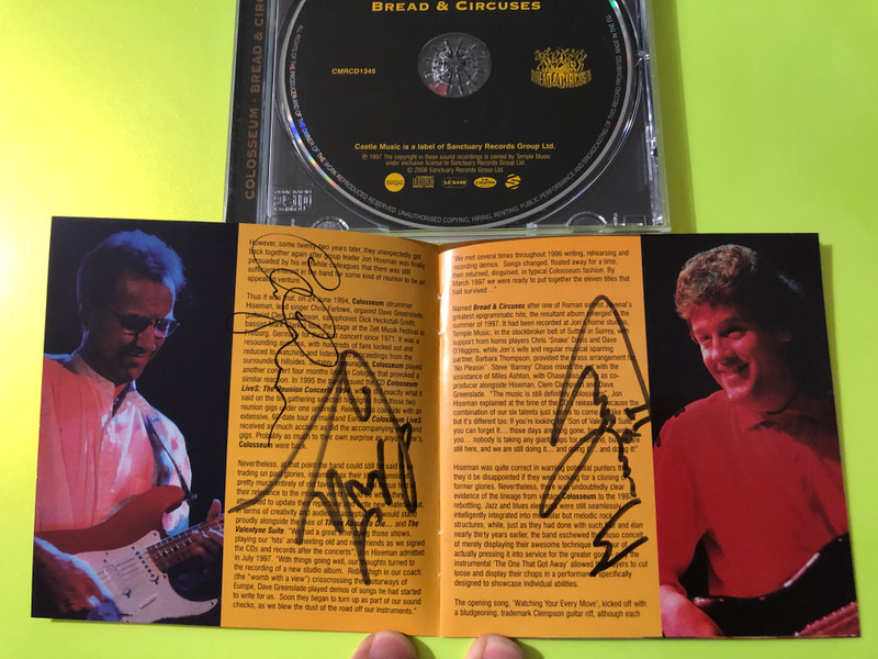Colosseum Bread & Circuses Castle Authographed Music CD (5050749413451)