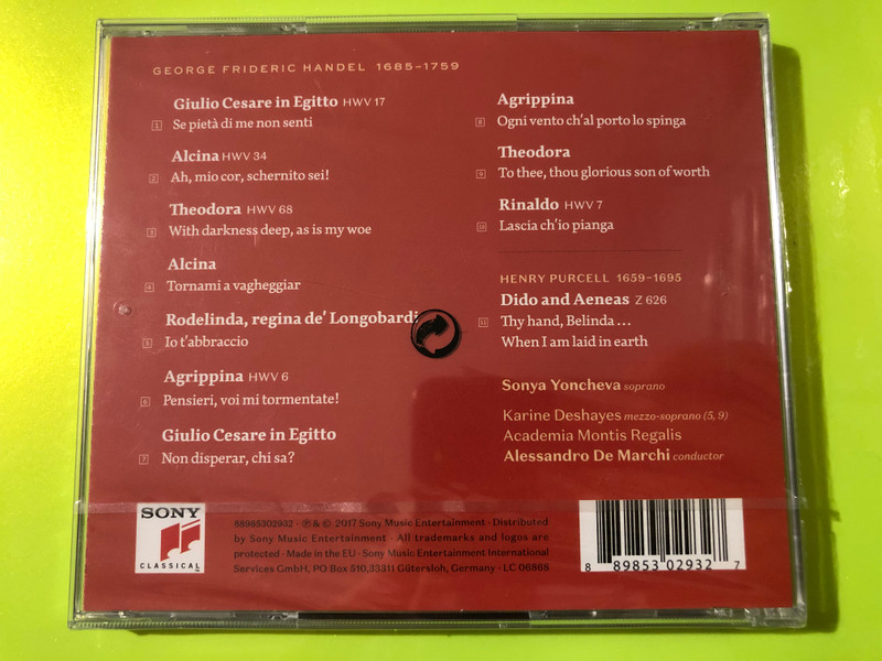 Sonya Yoncheva: Handel – Sony Classical Baroque Opera Arias CD (889853029327)