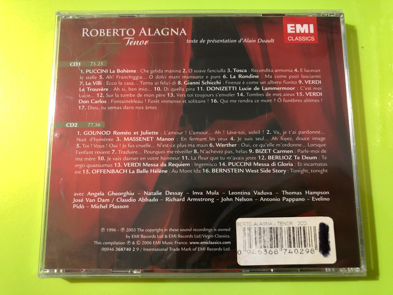 EMI Classics 2-CD Anthology: Roberto Alagna - Ténor (0946368740298)