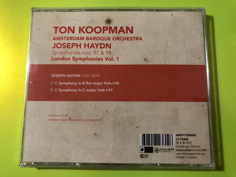 Challenge Classics Presents Joseph Haydn: London Symphonies Vol. 1 Audio CD (608917236026)