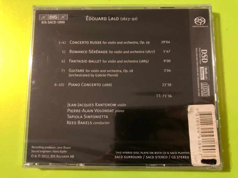 BIS Records Édouard Lalo Concerto Russe & Piano Concerto Hybrid SACD (7318599918907)