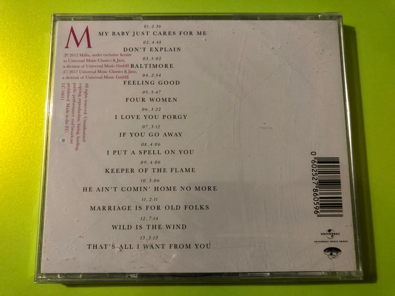 Malia: Black Orchid Jazz Tribute Audio CD – Universal Music (0602527860596)