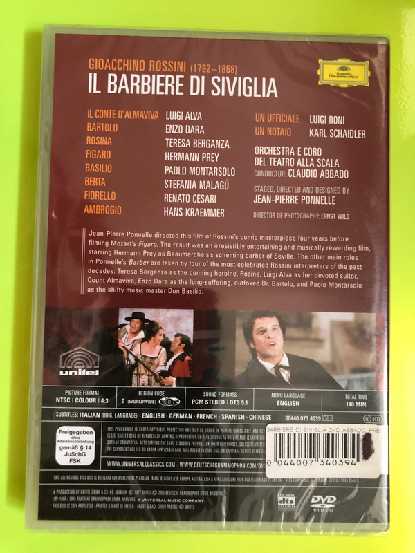 Gioacchino Rossini: Il Barbiere di Siviglia Opera DVD by Deutsche Grammophon (0044007340394)