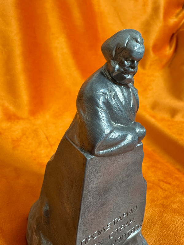Soviet State Foundry Vintage Karl Marx Monument Metal Statuette Lev Kerbel Sculpture (KarlMarxStatuette)