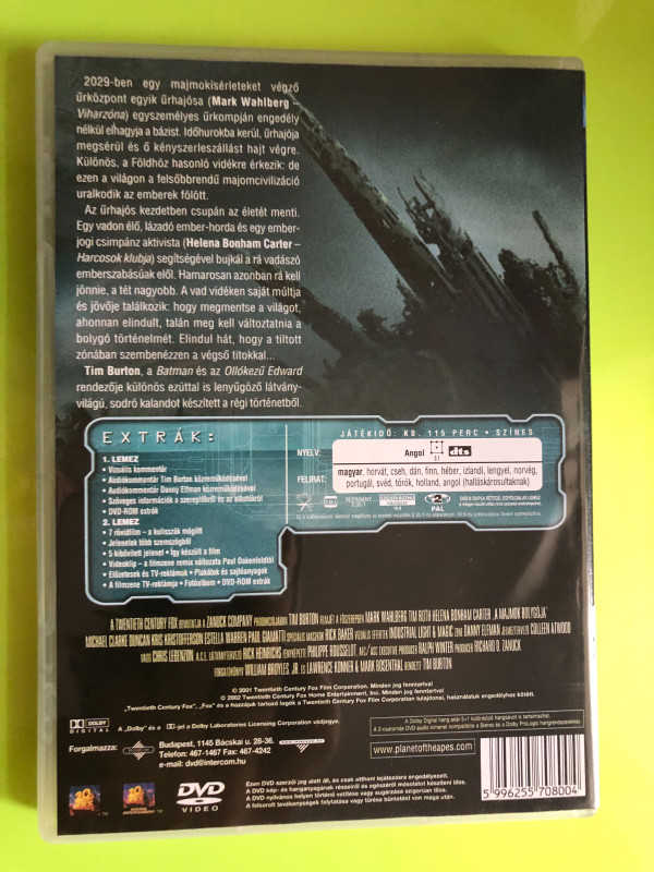 Twentieth Century Fox Planet of the Apes Tim Burton Sci-Fi Movie 2-Disc DVD Edition (A majmok bolygója) (5996255708004)