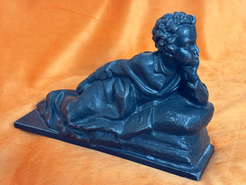Kasli Art Casting Young Alexander Pushkin Reclining Metal Sculpture (YoungPushkinSculpture)