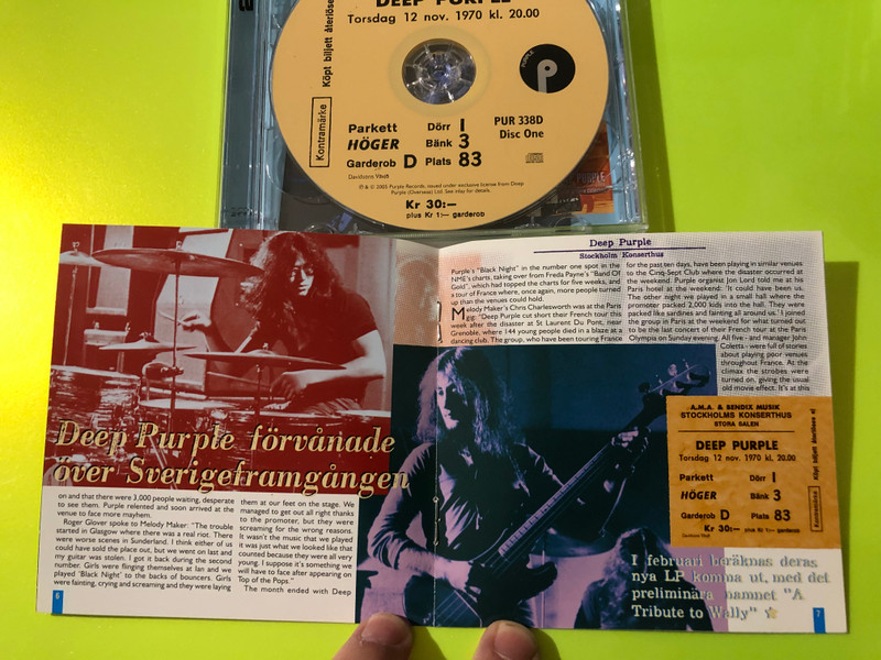 Purple Records - Deep Purple Live In Stockholm 1970 Autographed Music CD (5022911338312)