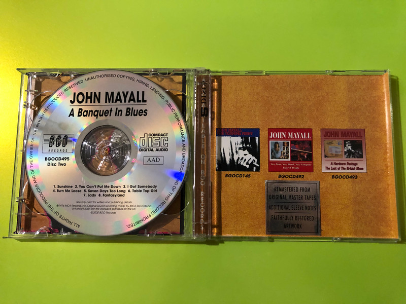 BGO Records John Mayall Notice To Appear / A Banquet In Blues 2 CD Set (5017261204950)