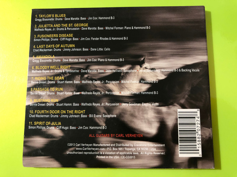 Cranktone Entertainment: Mustang Run Audio CD by Carl Verheyen (015882072748)