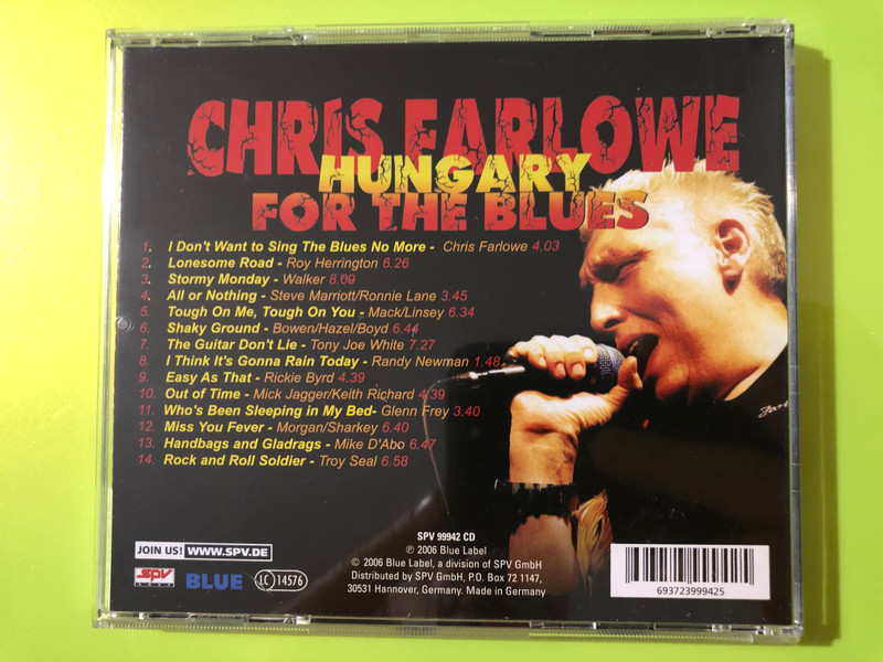 Blue Label Chris Farlowe Hungary for the Blues Audio CD Autographed (693723999425)