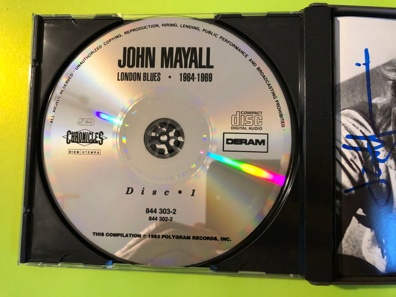 Deram: John Mayall - London Blues 1964-1969 (Autographed) 2xCD Compilation (042284430227)