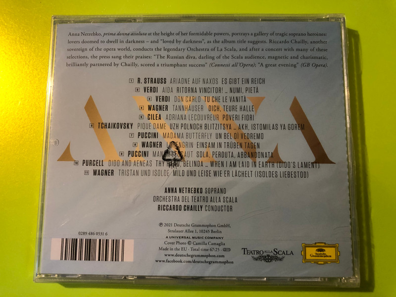 Deutsche Grammophon: Anna Netrebko — Amata dalle Tenebre | Orchestra del Teatro alla Scala, Riccardo Chailly (Audio CD) (028948605316) 