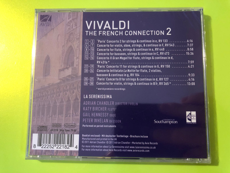 Avie Records: Vivaldi — The French Connection 2 | La Serenissima, Adrian Chandler (Audio CD) (822252221824) 