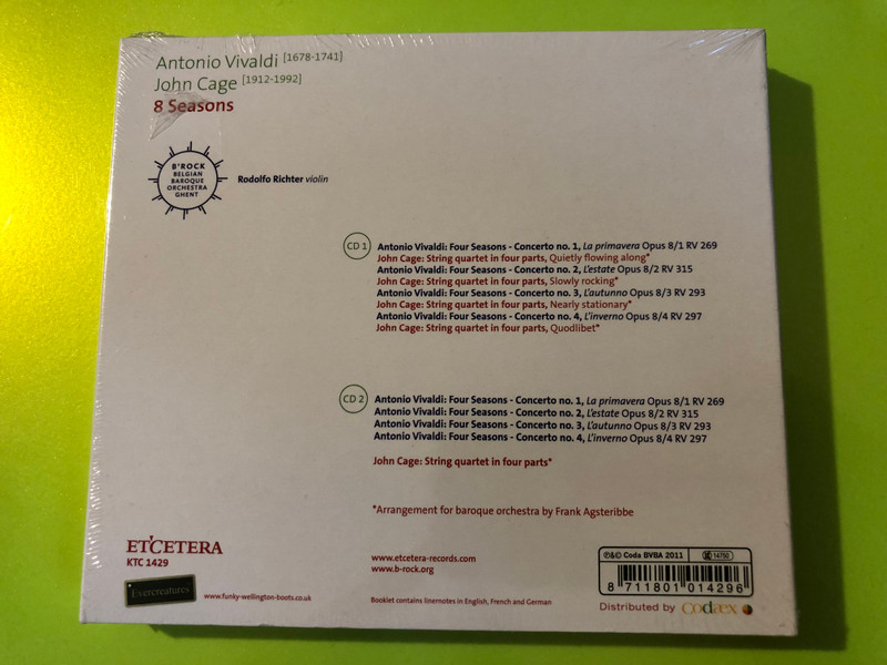 Etcetera Records: Vivaldi & John Cage — 8 Seasons, B'Rock / Rodolfo Richter 2CD (8711801014296) 
