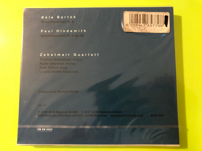 ECM New Series: Zehetmair Quartett — Bartók String Quartet No. 5 / Hindemith String Quartet No. 4 — Audio CD (028947657798) 