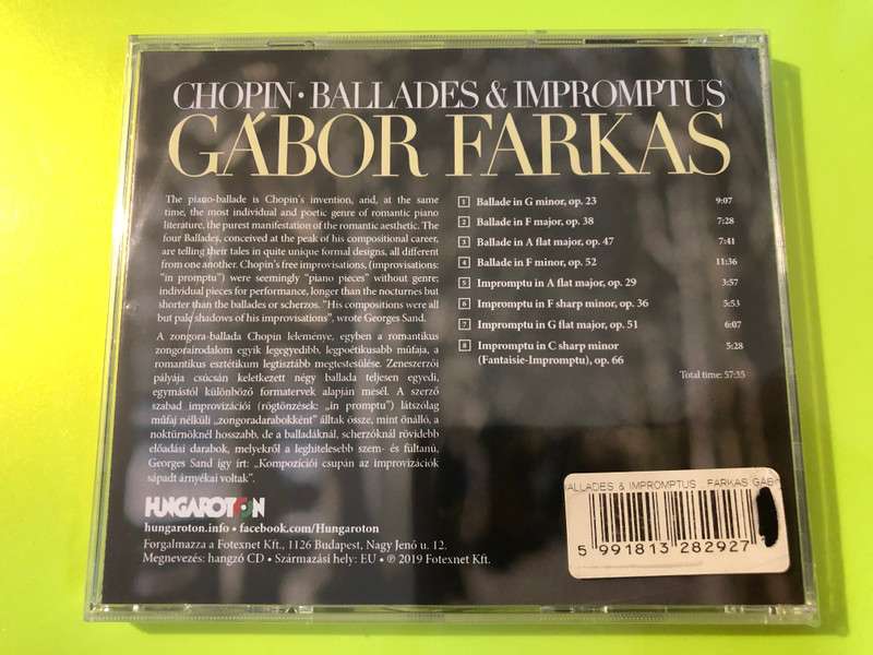 Hungaroton: Gábor Farkas — Chopin: Ballades & Impromptus — Audio CD (5991813282927) 