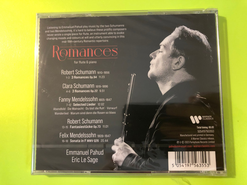 Warner Classics: Emmanuel Pahud & Eric Le Sage — Romances for Flute & Piano CD (5054197563553)