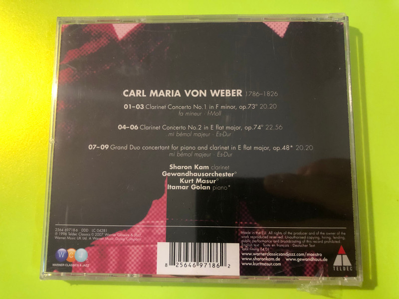 Warner Classics & Jazz: Sharon Kam — Weber Clarinet Concertos & Grand Duo Concertant (Audio CD) (825646971862) 