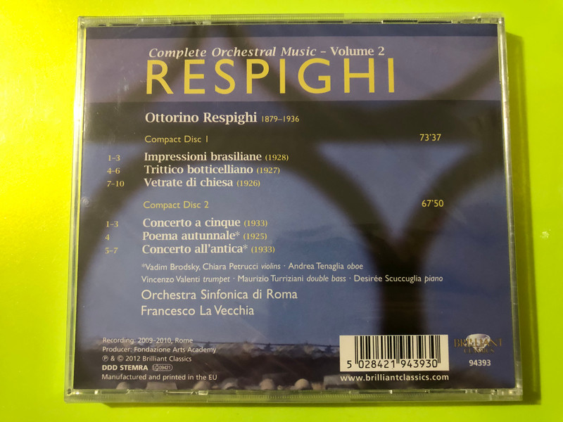 Brilliant Classics: Respighi — Complete Orchestral Music, Volume 2 (2-CD) (5028421943930) 