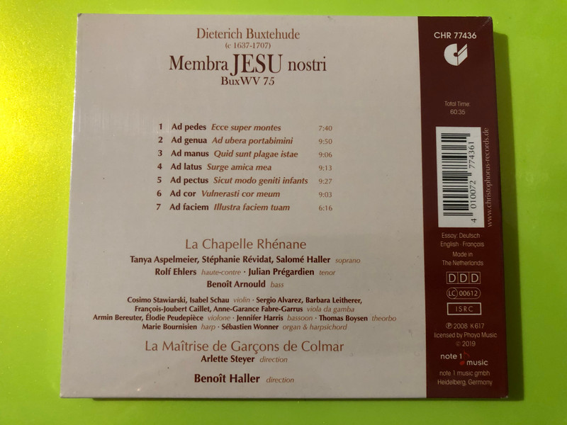 Christophorus: Dieterich Buxtehude — Membra Jesu Nostri BuxWV 75 (Audio CD) (4010072774361) 