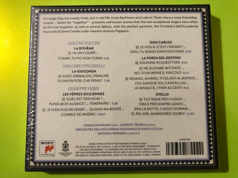 Sony Classical: Kaufmann & Tézier — Insieme: Opera Duets — Pappano (Audio CD) (194399870020) 
