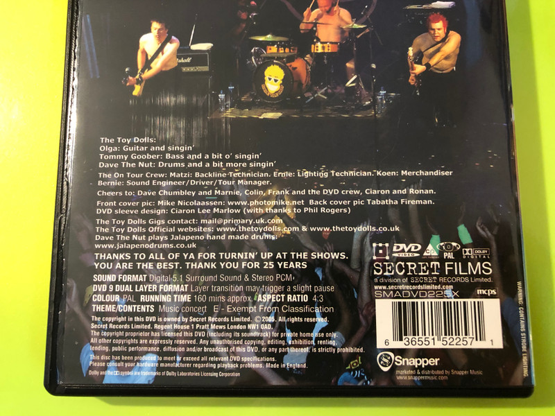 Secret Films: The Toy Dolls — Our Last DVD? Live DVD (636551522571) 