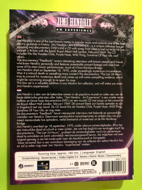 Alpha Centauri Entertainment: Jimi Hendrix – An Experience – 2 DVD + 1 CD Box Set (8712273112138) 