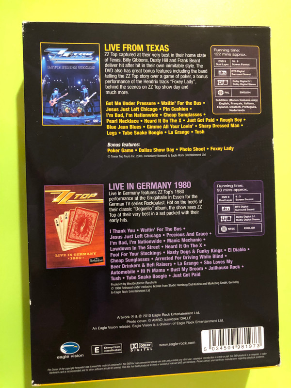 Eagle Vision: ZZ Top – Collector's Edition (Live From Texas + Live In Germany 1980) – 2-DVD Set (5034504981973) 