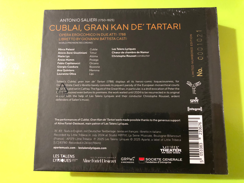 Salieri — Cublai, Gran Kan de' Tartari, Aparté (CD) (5051083210676) 