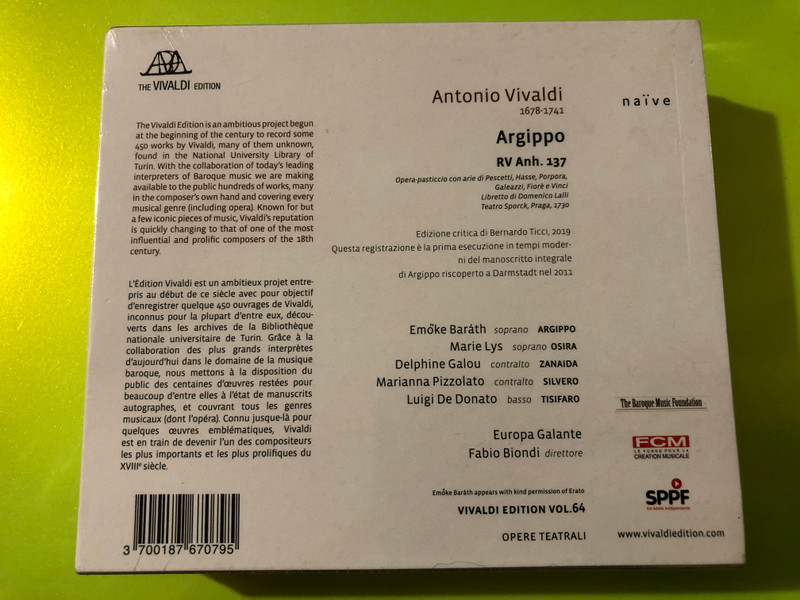 Vivaldi — Argippo RV Anh. 137, naïve (Vivaldi Edition) (CD)