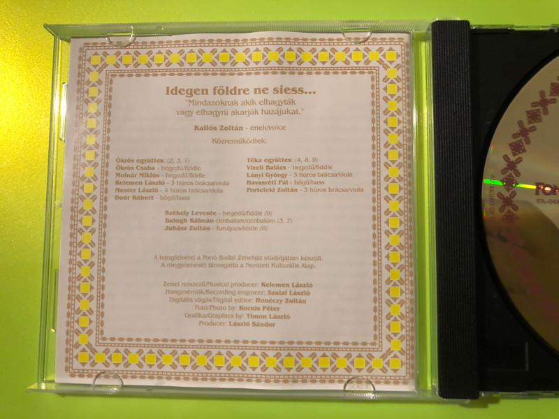 Fonó: Kallós Zoltán — Idegen Földre Ne Siess..., Fonó Records (Audio CD, 1997) (5998048504824) 