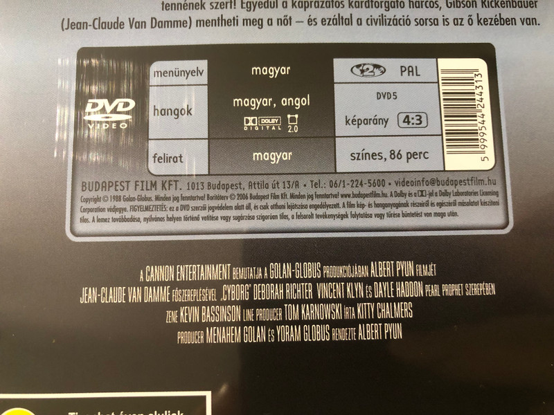 Cyborg — Jean-Claude Van Damme, Budapest Film (DVD, 1989) (5999544244313) 