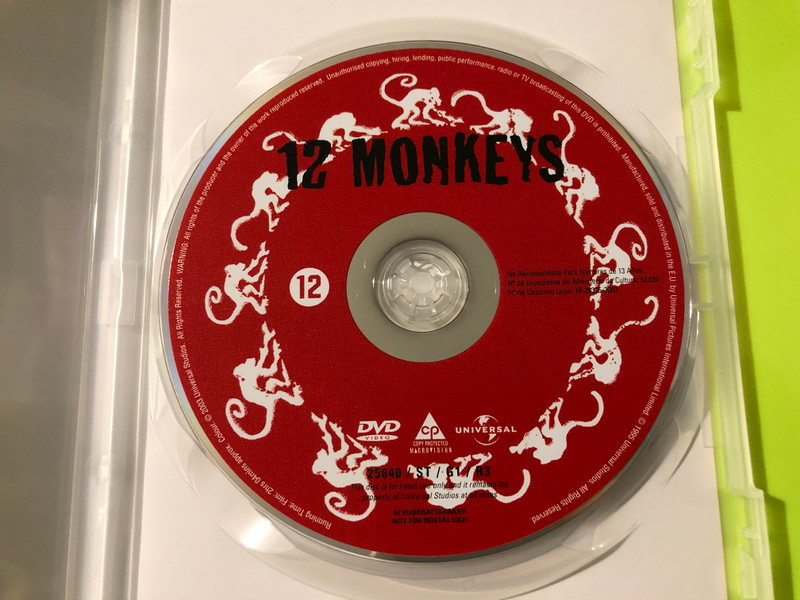 Terry Gilliam — 12 Monkeys (12 Majom), Universal Pictures (DVD, Region 2) (5050582266726) 