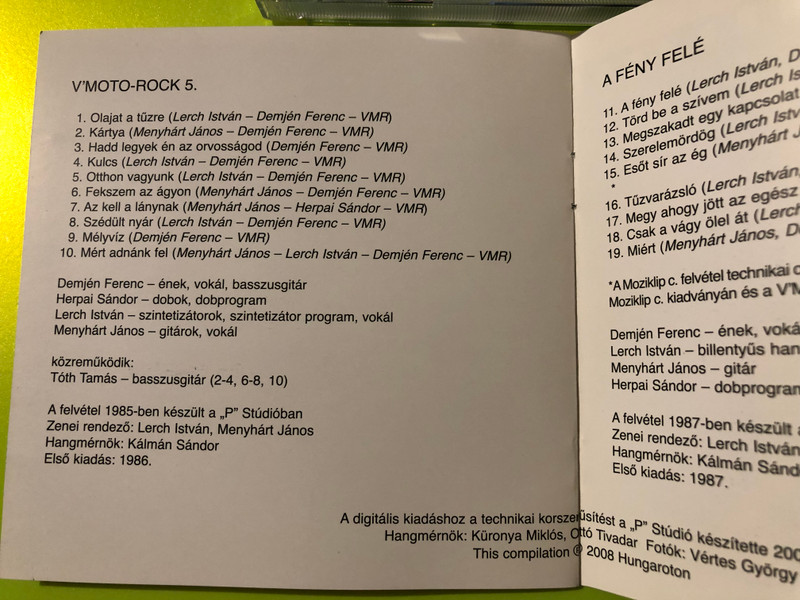 V'Moto-Rock — 5 / A Fény Felé, Hungaroton (Audio CD) (59918117124520)